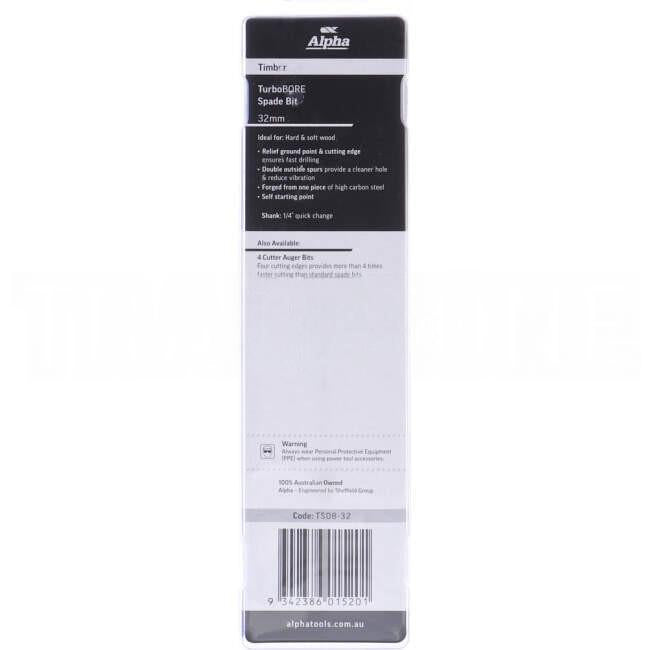 Sheffield 32mm Alpha Spade Bit - TurboBORE