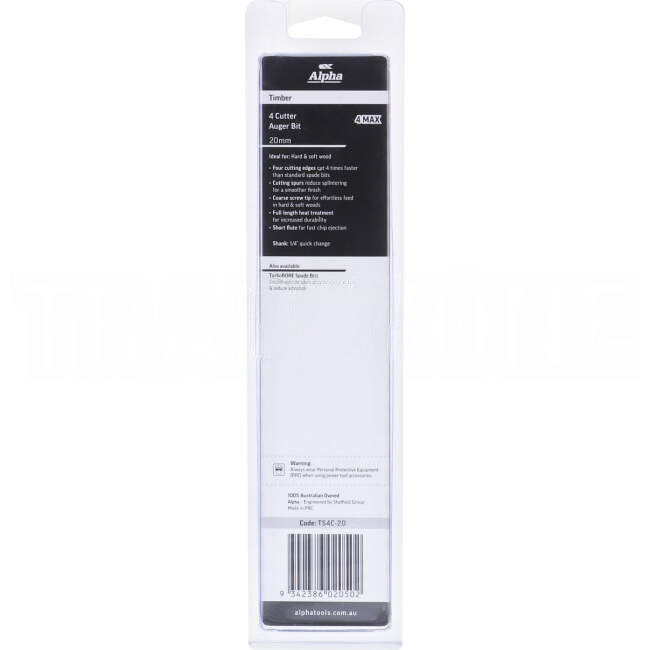 Sheffield 20mm 4 Cutter Auger Bit - 4 MAX