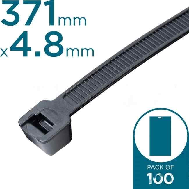 Dore 371mm x 4.8mm Plastic Cable Ties Black Pack Of 100 - Default Title (TTB100S)