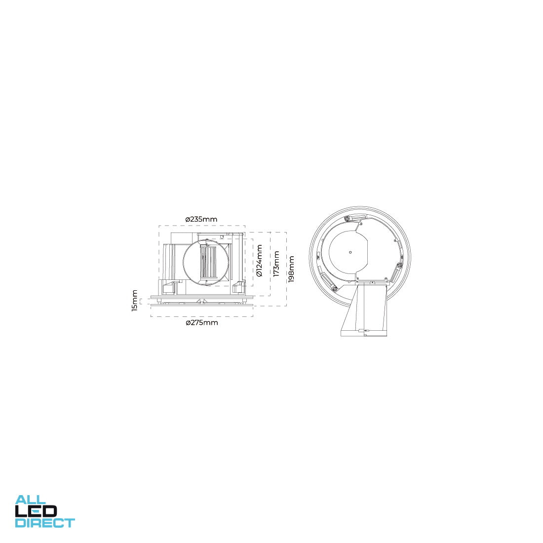 Atom 20 Watt 240mm VENTURA DC High Velocity Ducted Exhaust Fan With Round Fascia & 12W TRI Colour LED Light White