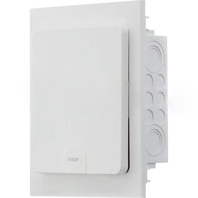 Hager 1 Row Of 8 Pole Plastic Flush Mount Switchboard Plain Door