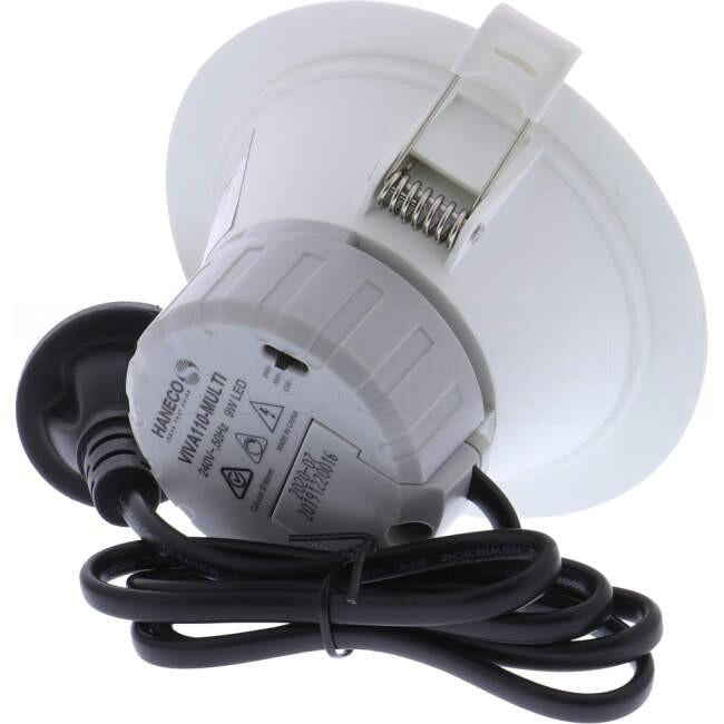 Haneco 9 Watt VIVA 110 90mm Cutout Round Dimmable LED Downlight With Switchable Kelvin Ratings 100 Degrees White