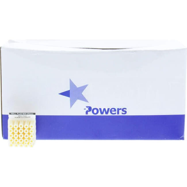 Powers 25mm PVC Framed Wall Plug White Pack Of 1000