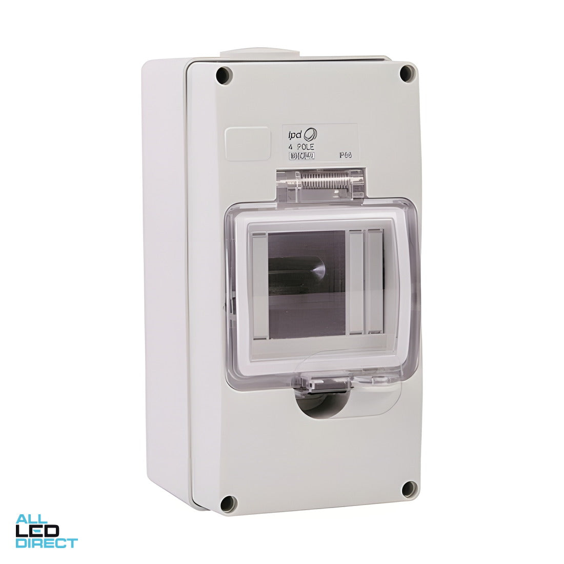 IPD 4 Pole Circuit Breaker Cover Low Profile Less Base With Clear Door IP66 Grey ALL LED Direct