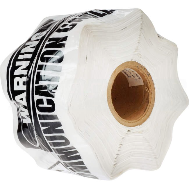 Wattmaster 150mm x 250 Metres Underground Communications Warning Tape With Wire Trace White