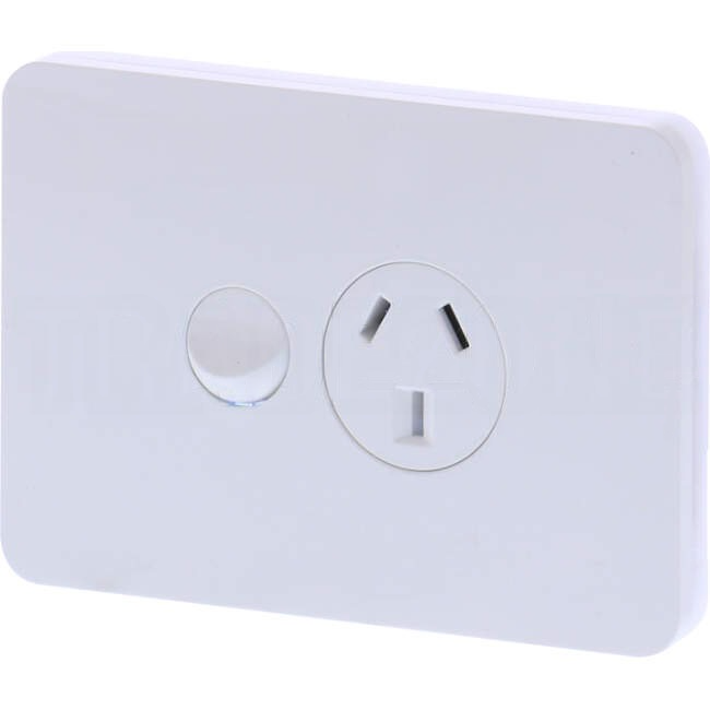 Hager 10 Amp ALLURE Single Internal Powerpoint With Shutter Gloss White