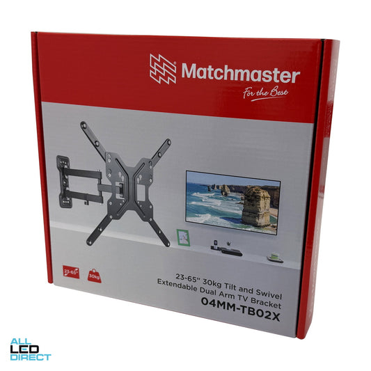 Matchmaster 23-55' 30kg Tilt and Swivel Extendable Dual Arm TV Bracket ALL LED Direct