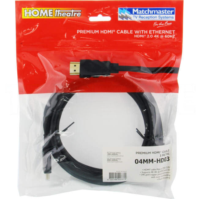 Matchmaster 5 Metre High Definiton Flylead Cable HDMI With Ethernet