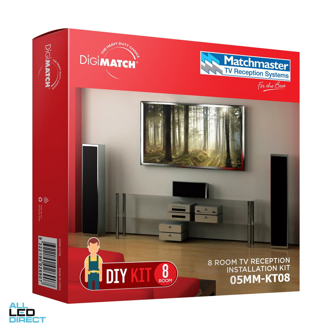 Matchmaster 8 Room TV Reception Installation Kit ALL LED Direct