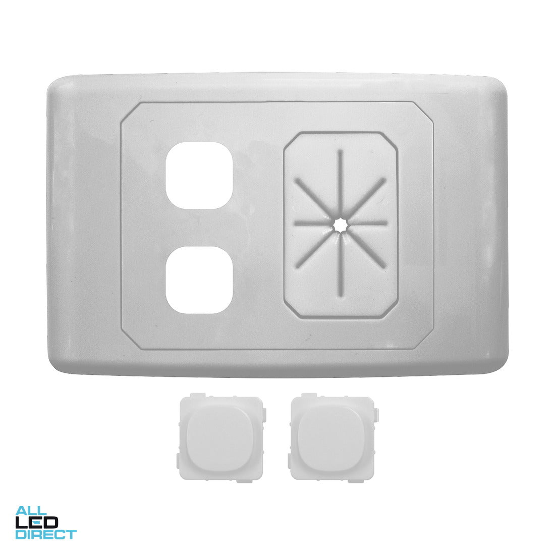 Matchmaster 2 Way Wall Plate Plus 2 Blank Inserts ALL LED Direct