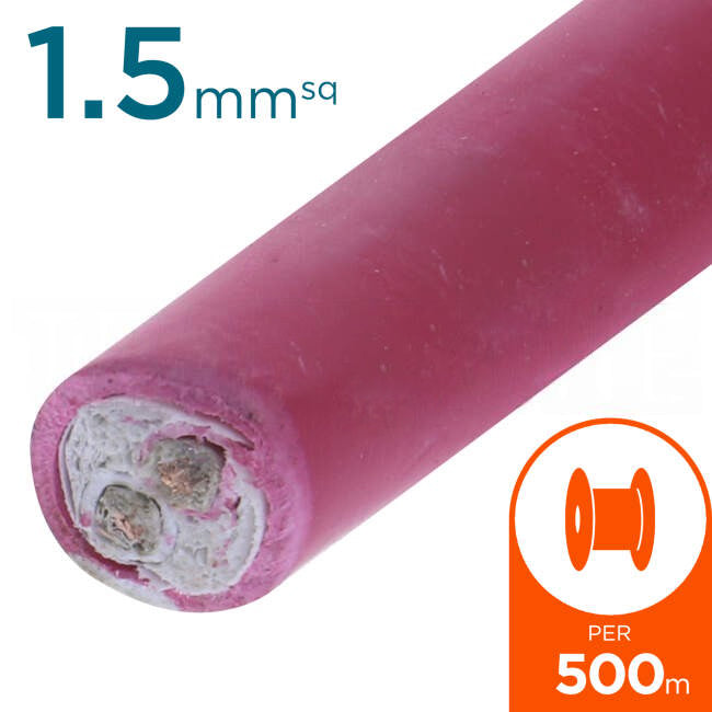 Electra 1.5mm 2 Core Fire Rated Cable Red & White 500 Metre Drum