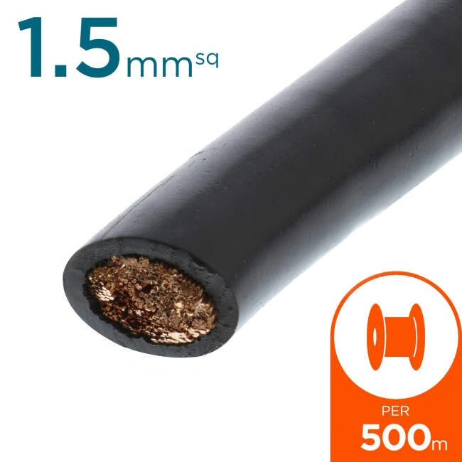 1.5mm Building Wire Cable Black 500 Metre Drum