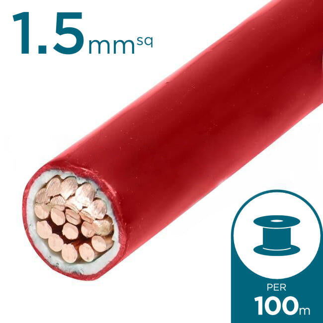 1.5mm Building Wire Cable Red 100 Metre Drum