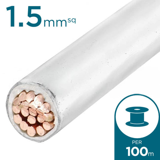 1.5mm Building Wire Cable White 100 Metre Drum