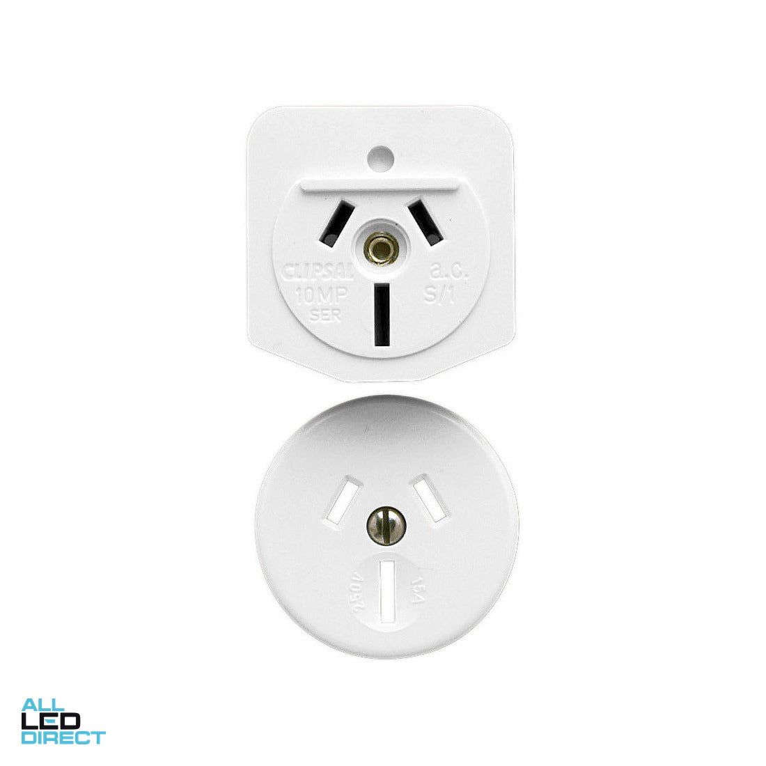 Clipsal 15 Amp STANDARD 3 Pin Single Plug Base With Auto Switch Plug Only White ALL LED Direct