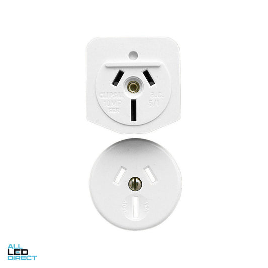 Clipsal 15 Amp STANDARD 3 Pin Single Plug Base With Auto Switch Plug Only White ALL LED Direct