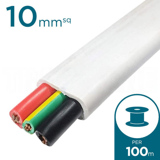 10mm 2 Core & Earth Flat Cable 100 Metre Drum