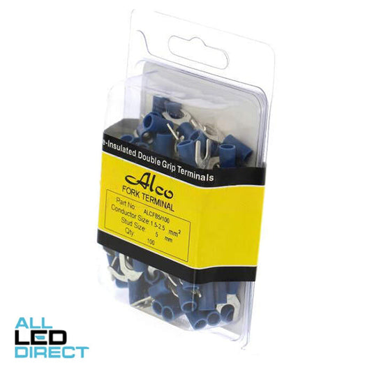 Wattmaster 5mm Stud Size Forked Terminal Blue Pack of 100