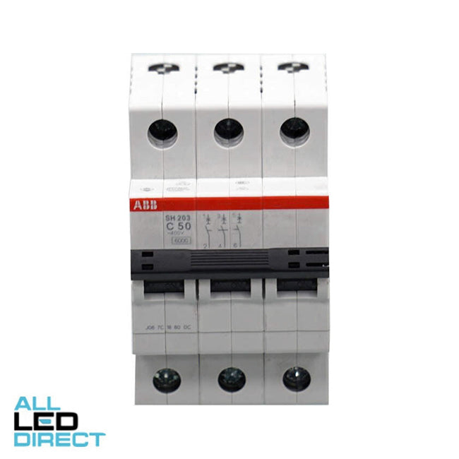 ABB 50 Amp Miniature Circuit Breaker MCB C Curve 3 Pole 6kA