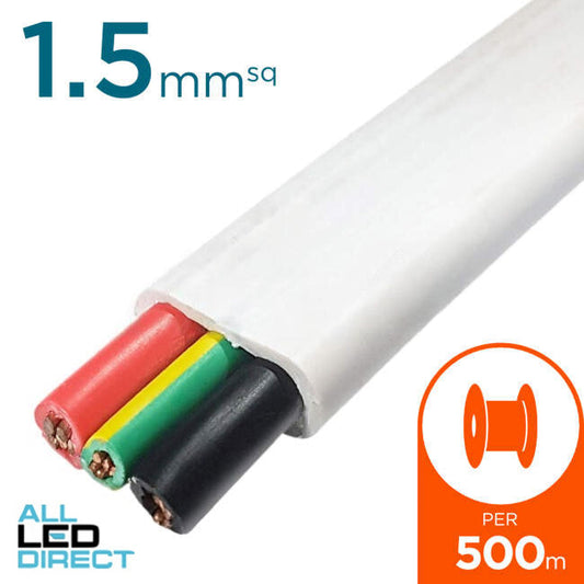 Apec 1.5mm 2 Core & Earth Flat Cable 500 Metre Drum