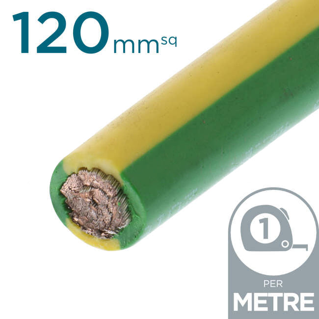 120mm Building Wire Cable Green & Yellow Per Metre