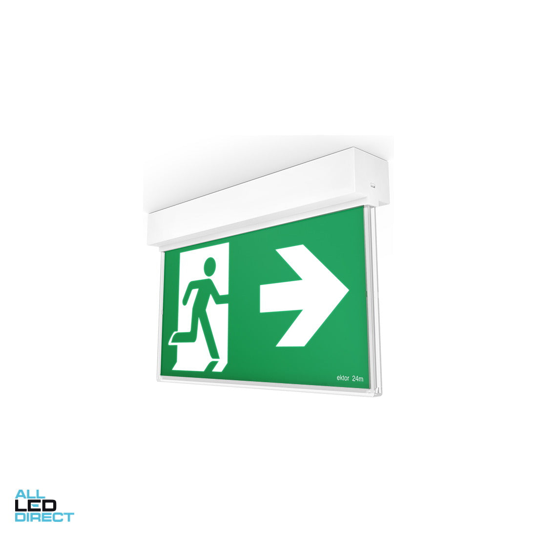 Ektor 2.5 W LED RAZOR CORE Slimblade Surface Mount Emergency Running Man Exit Sign ALL LED Direct