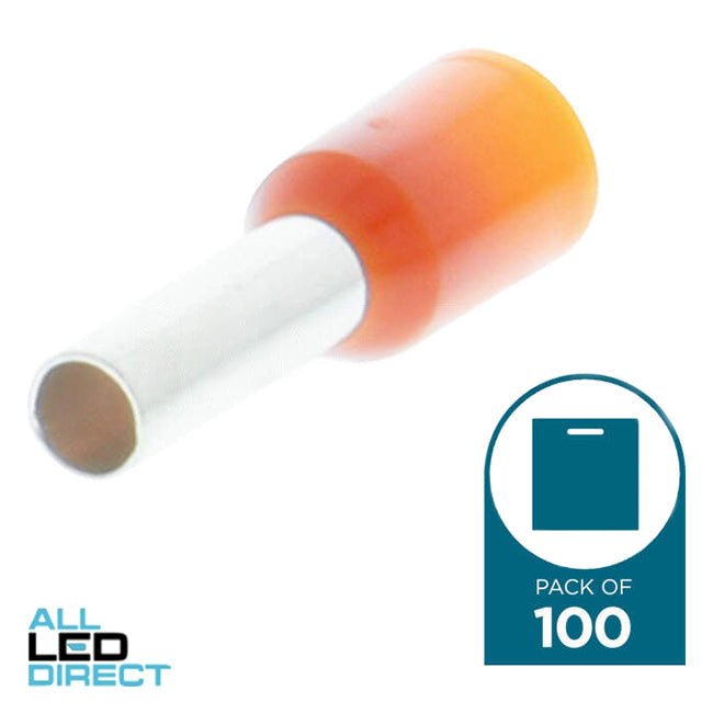 Wattmaster 4mm Bootlace Pin Terminal Orange Pack of 100