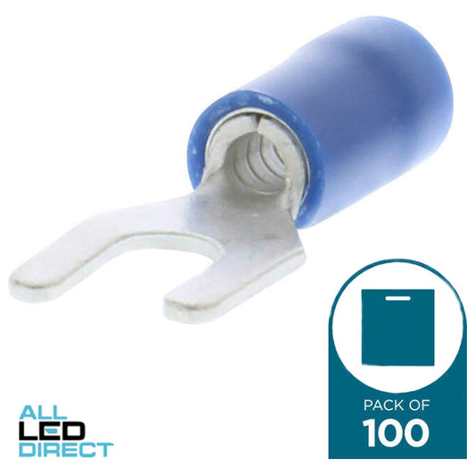 Wattmaster 4mm Stud Size Forked Terminal Blue Pack of 100