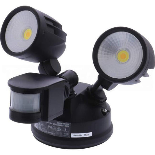 Atom 24 Watt LED CONDOR Twin Spot Light With Sensor Switchable Kelvin Ratings Black