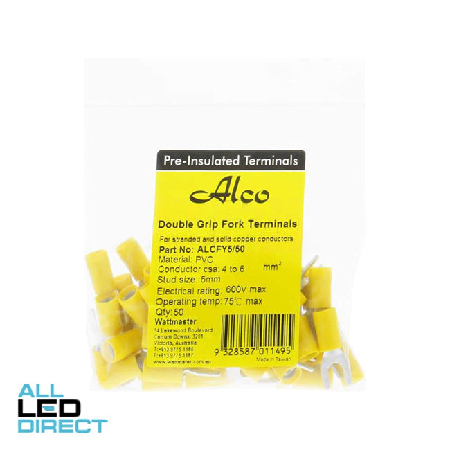 Wattmaster 4.0-6.0mm Fork Terminal Yellow Pack of 50