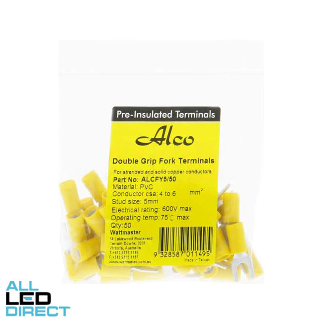 Wattmaster 4.0-6.0mm Fork Terminal Yellow Pack of 50