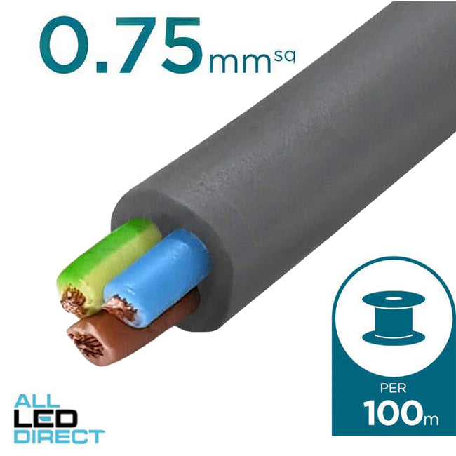 Apec 0.75mm 3 Core Ordinary Duty Flex Cable Grey 100 Metre Drum