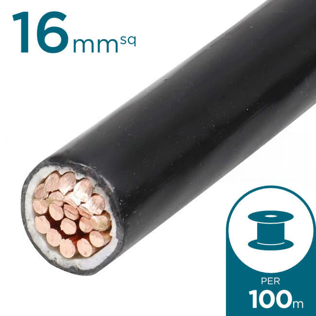 16mm Building Wire Cable Black 100 Metre Drum