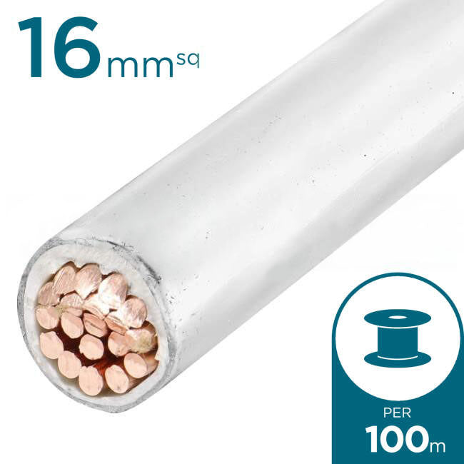 16mm Building Wire Cable White 100 Metre Drum