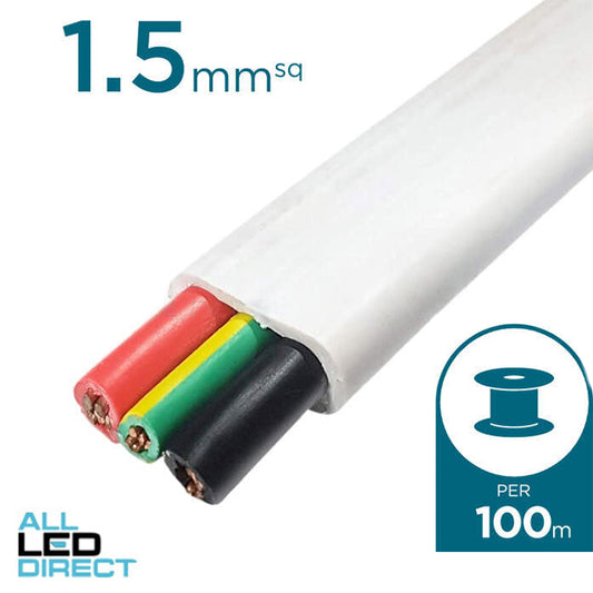 Electra 1.5mm 2 Core & Earth Flat Cable 100 Metre Drum