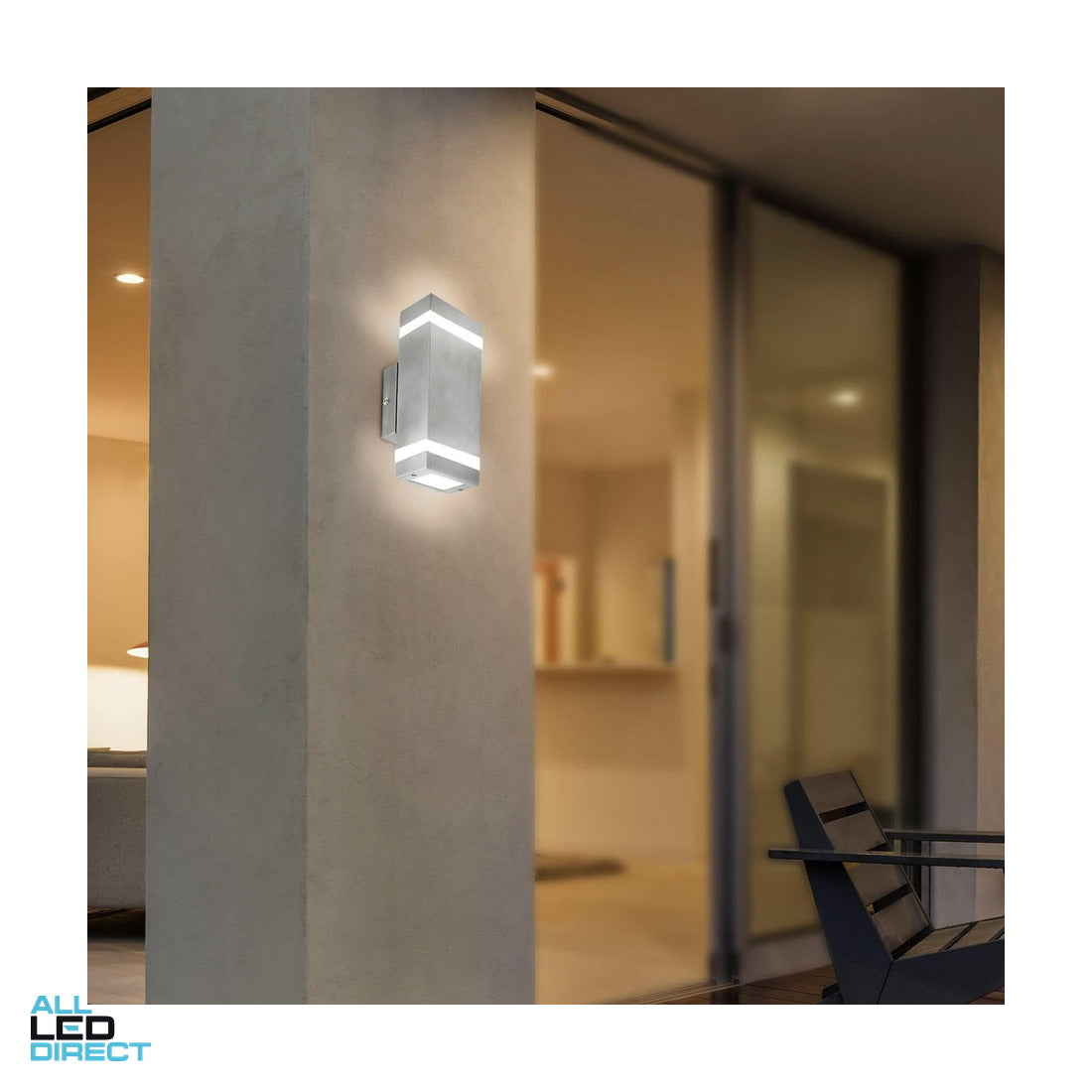 Brilliant ENTASIS Up Down Weatherproof IP44 Wall Light 304 Stainless Steel (Less Lamps) ALL LED Direct