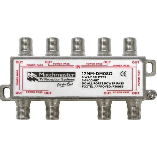 Matchmaster 8 Way Splitter With F Type Connections 5mhz To 2400mhz Power Pass