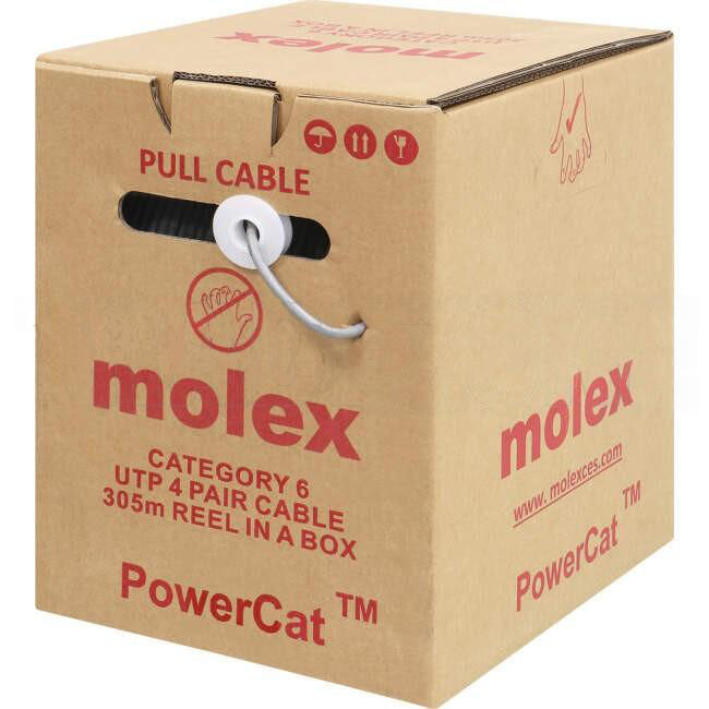 Molex POWERCAT CAT6 4 Pair U/UTP Solid Grey 305 Metre Dispenser Box