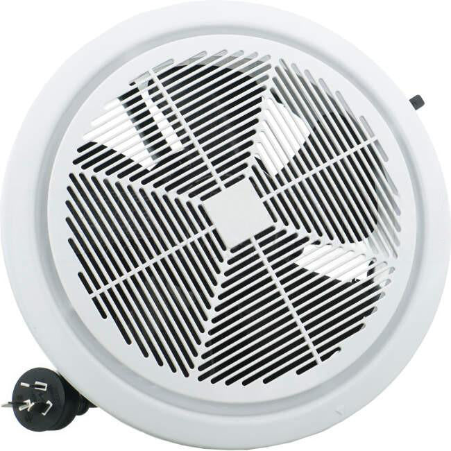 Brilliant 240mm WHISPER Flush Mounted Round Exhaust Fan White With Draft Stopper Suitable For 235mm Duct