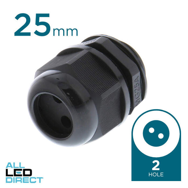Cobalt Solar Energy 25mm  Solar Nylon Gland With 2 Hole x 5.5mm Each
