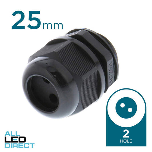 Cobalt Solar Energy 25mm  Solar Nylon Gland With 2 Hole x 5.5mm Each