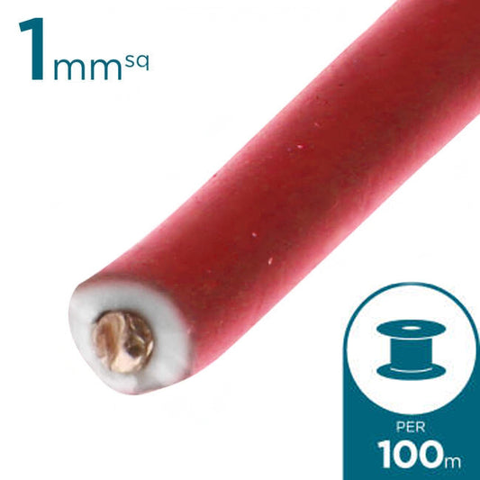 Electra 1mm Building Wire Solid Core Cable Red 100 Metre Drum