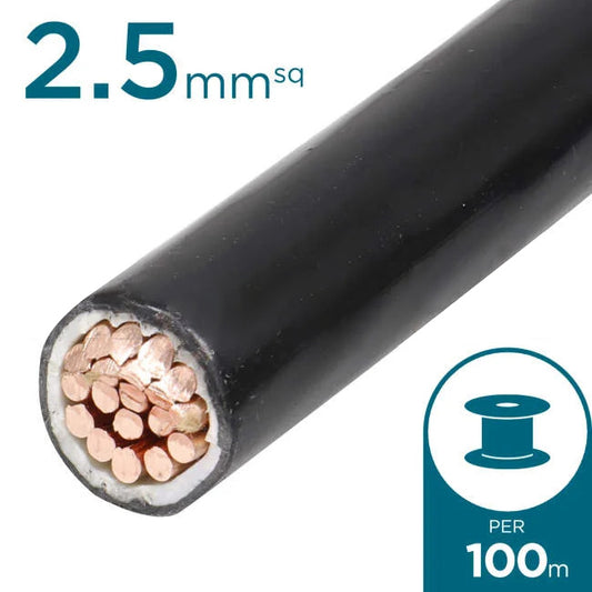 2.5mm Building Wire Cable Black 100 Metre Drum