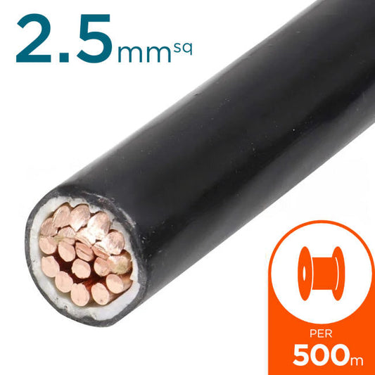 2.5mm Building Wire Cable Black 500 Metre Drum