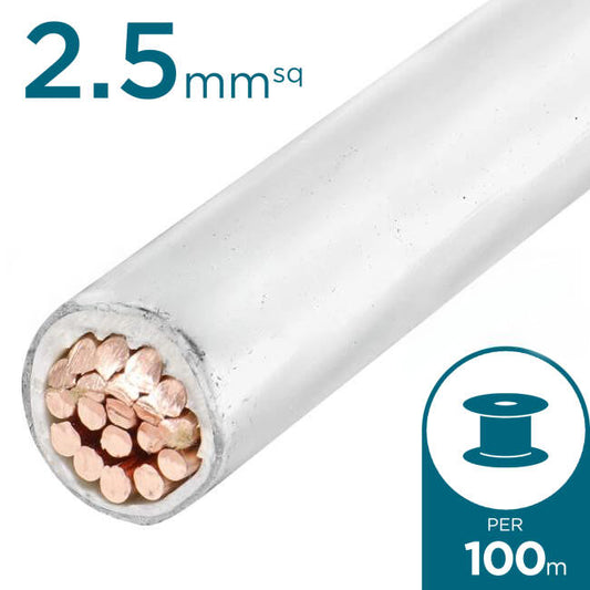 2.5mm Building Wire Cable White 100 Metre Drum