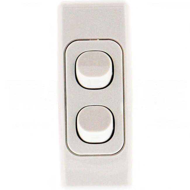 Clipsal 10 Amp 2 Gang 2000 SERIES Vertical Internal Rocker Architrave Switch White