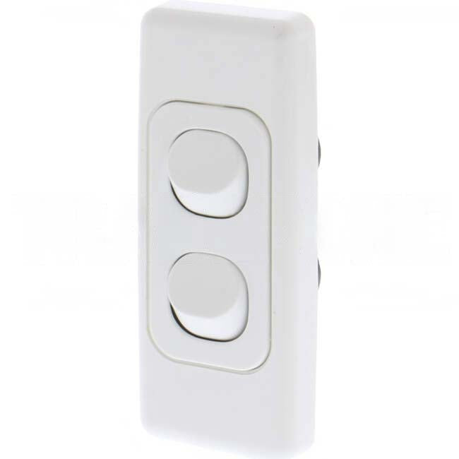 Clipsal 10 Amp 2 Gang 2000 SERIES Vertical Internal Rocker Architrave Switch White