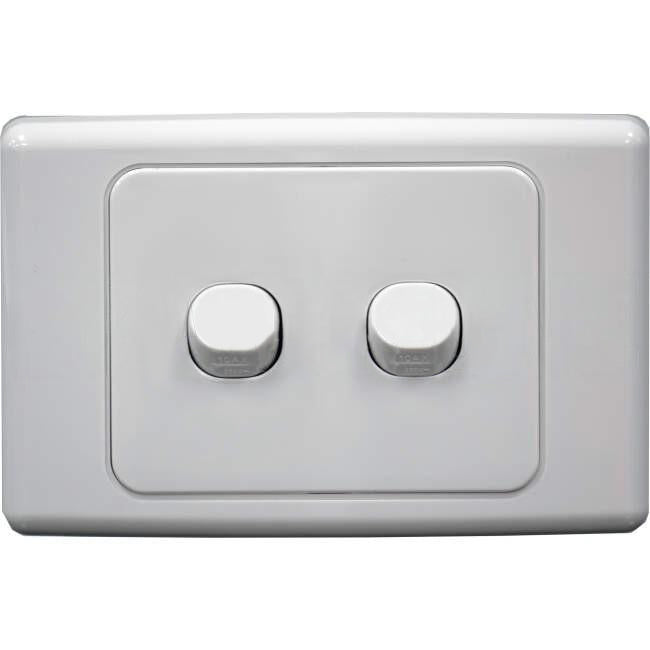 Clipsal 10 Amp 2 Gang 2000 SERIES Horizontal Internal Rocker Switch White