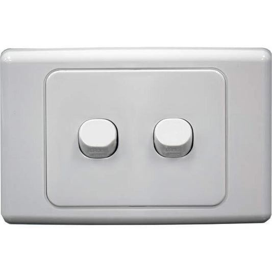 Clipsal 10 Amp 2 Gang 2000 SERIES Horizontal Internal Rocker Switch White