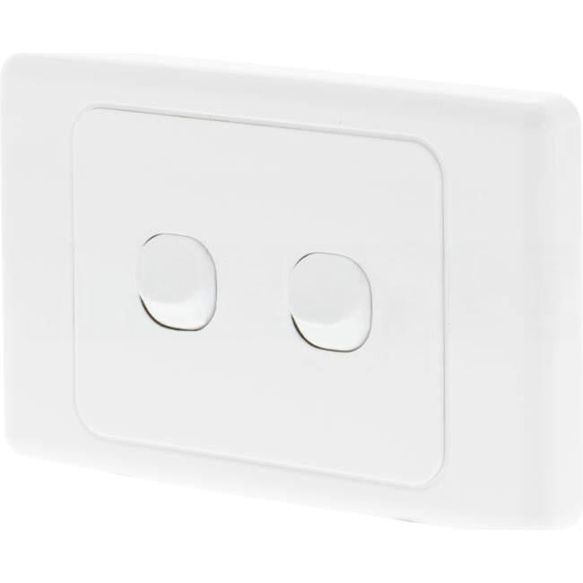 Clipsal 10 Amp 2 Gang 2000 SERIES Horizontal Internal Rocker Switch White